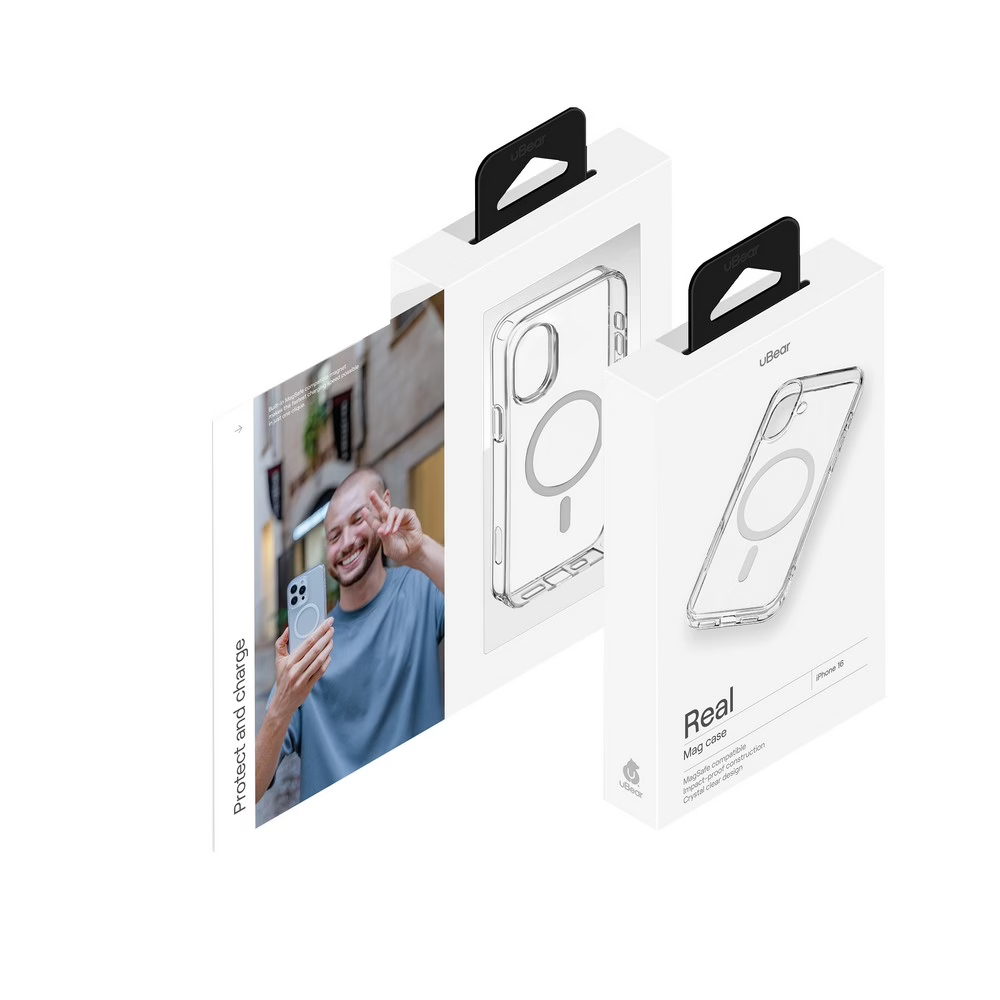 Чехол защитный uBear Real Mag Case для iPhone 16, усиленный, прозрачный